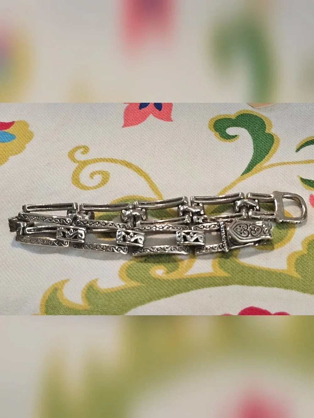 Brighton Silver Floral-Link Bracelet